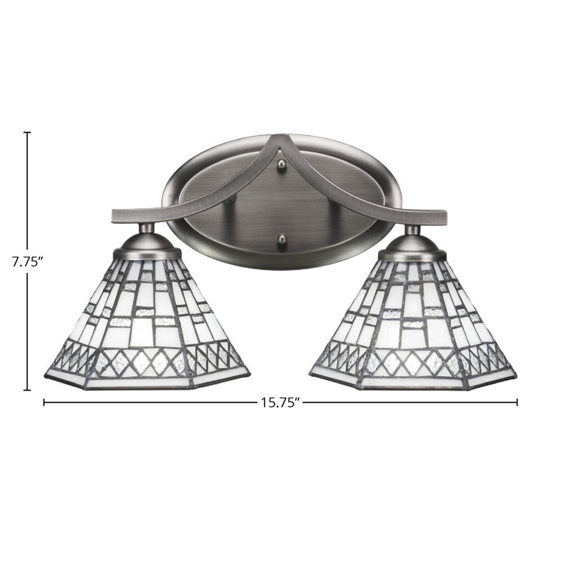 Zilo 2 Light Bath Bar Shown In Graphite Finish With 7" Pewter Art Glass