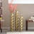 Semi-Handmade Metal Floor Vase Set Of 3 With Geometric Diamond Pattern, Gold-Plated Finish, Graduated Heights For Stylish Layered Decor.