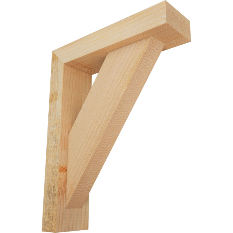 Traditional Block Bracket w/ Offset Brace, 18 x 14, 4"W Douglas Fir (Rough Sawn)