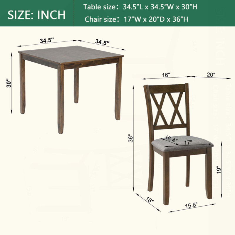 Ensemble de table de salle à manger 5 pièces Elegant Elegant