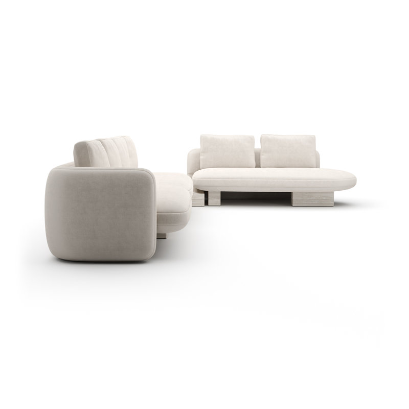 *Overlap L Bumper Sectional Dk Taupe, White Polyester Blend