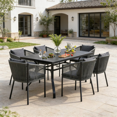 6 Person Wicker Outdoor Dining Set