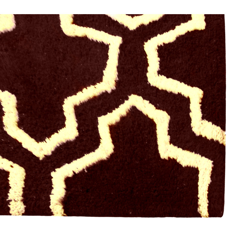 Ensemble de tapis géométriques antidérapants Mangum, Chocolat / ivoire
