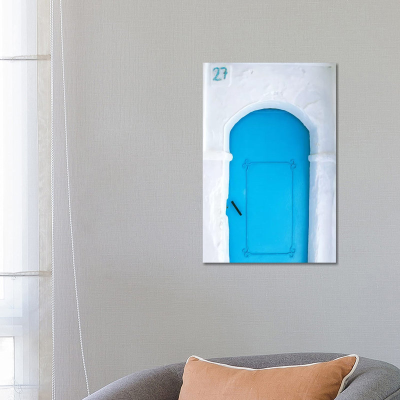 Africa, Morocco, Chefchaouen. Blue Door In White Building. by Jaynes Gallery - Wrapped Canvas Gallery-Wrapped Canvas Giclée