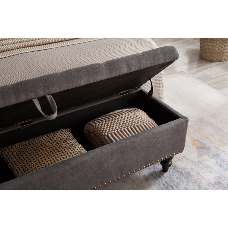 Banc avec repose-pieds 59 po avec rangement, Gris
