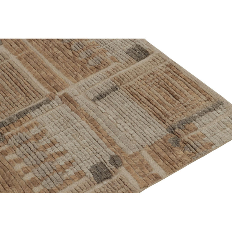 Scandinavian Hand Knotted Wool Geometric Area Rug, Rectangle 5' x 8'