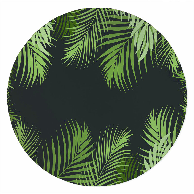 Tapis extérieur Waving Palm, Rond 5 pi