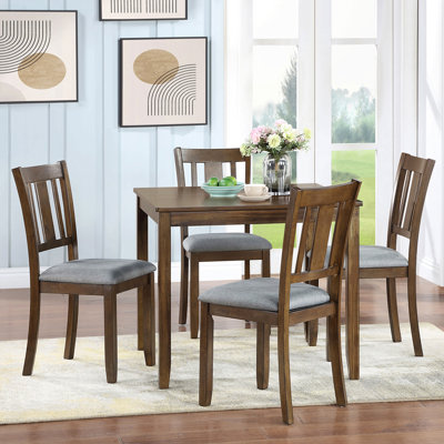 Elegant 5-Piece Wooden Dining Table Set With 4 Chairs, Dining Table Set For 4 People, Modern 4 Person Dining Table Set For Living Room, Kitchen And Dining Room, Walnut
