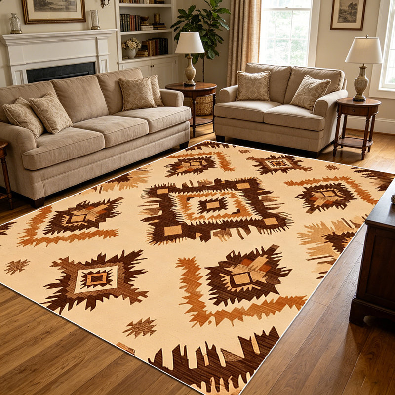 1PC Aztec geometric tribal Southwestern area rugs for Living Room, Soft and Comfortable, Suitable for all seasons, easy-to-maintain, machine washable Indoor floor mat, Under Table Farmhouse suitable for entryway, bedroom, dining room, home office,