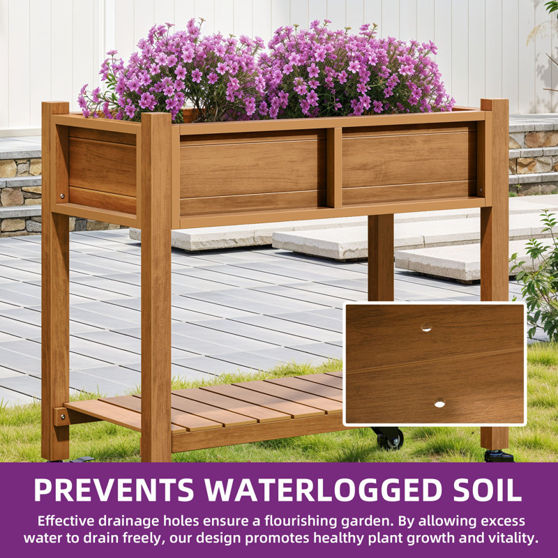 Outdoor Planter Box With Double-Layer, Brown