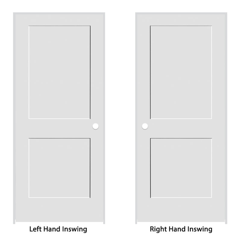 Porte de shaker intérieure apprêtée 2 panneaux pré-suspendu avec des montants de 4/9/16 po, Nickel satiné, Gauche