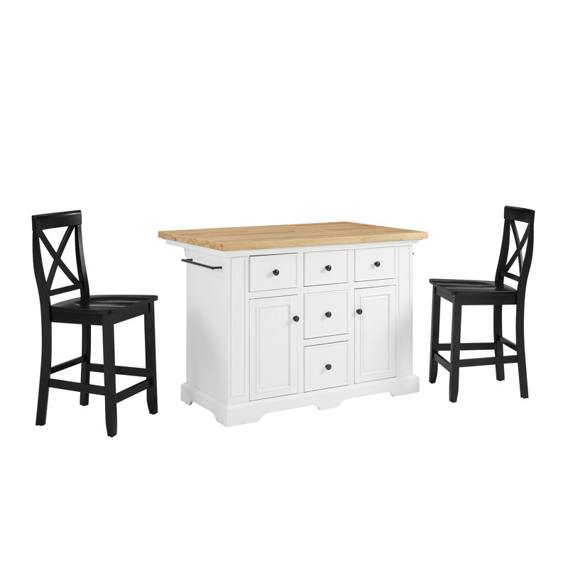 Ensemble d'îlot de cuisine 50 "Diamondback, Acier inoxydable, Blanc / noir