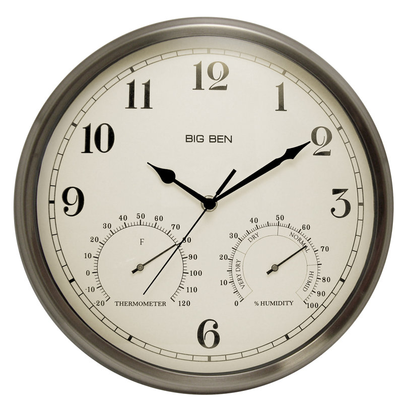 Oversized Silver Metal Round Wall Clock with Glass Face