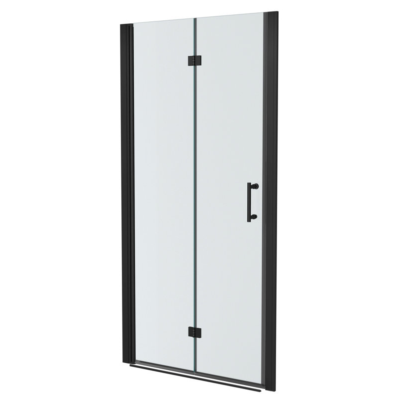 30"W X 72"H Fold Frameless Shower Door With Tempered Glass, Matte Black, Matte Black