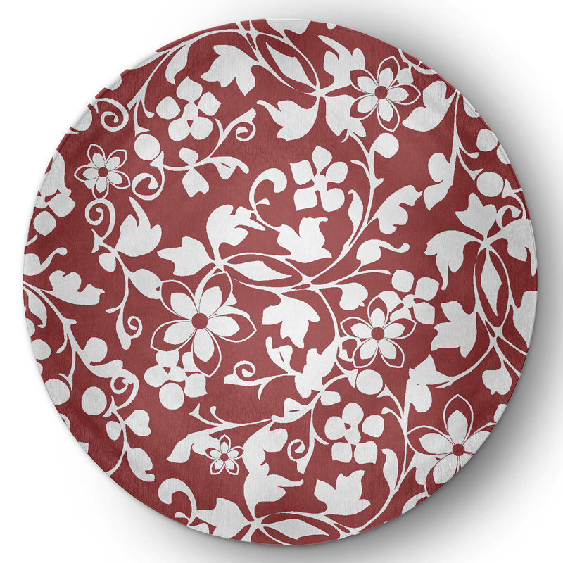 Chenille Floral Indoor Rug, Round 5'