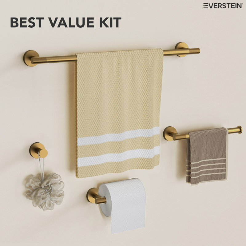 4 - Piece Bathroom Hardware Set, Brushed Gold