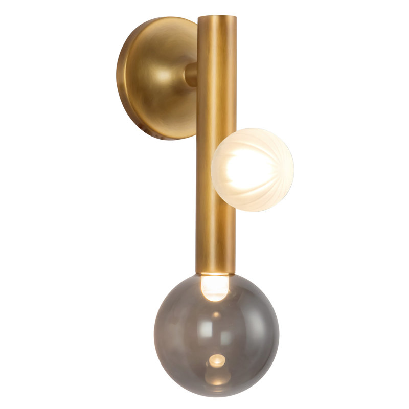 Martinez 1 - Light Armed Sconce, Vintage Brass/Smoked Glass