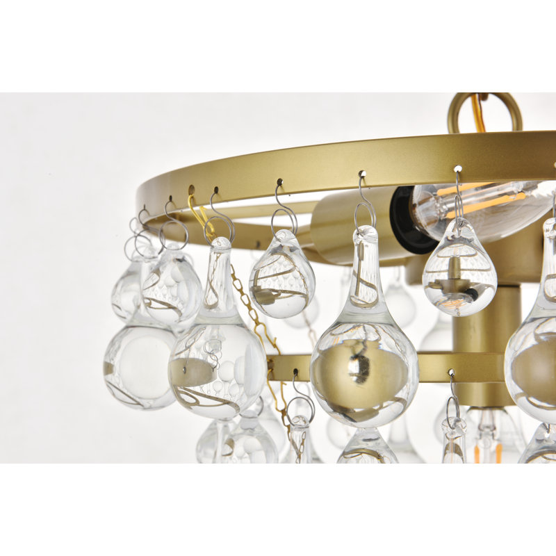 Lustre étagé unique Buckby, Laiton, H 11,4 po x l 13 po x P 13 po, 3 lumières