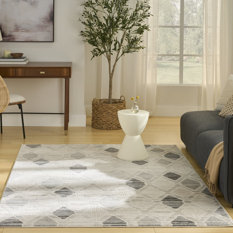 Ebern Designs Hornsey Beige Grey Modern Indoor Rug, Rectangle 5'3" x 7'3"