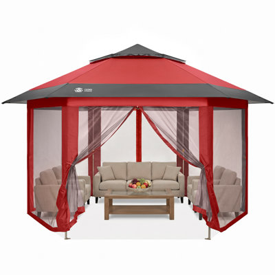 13 pi. L 13 pi. D Pavillon de jardin escamotable avec moustiquaires