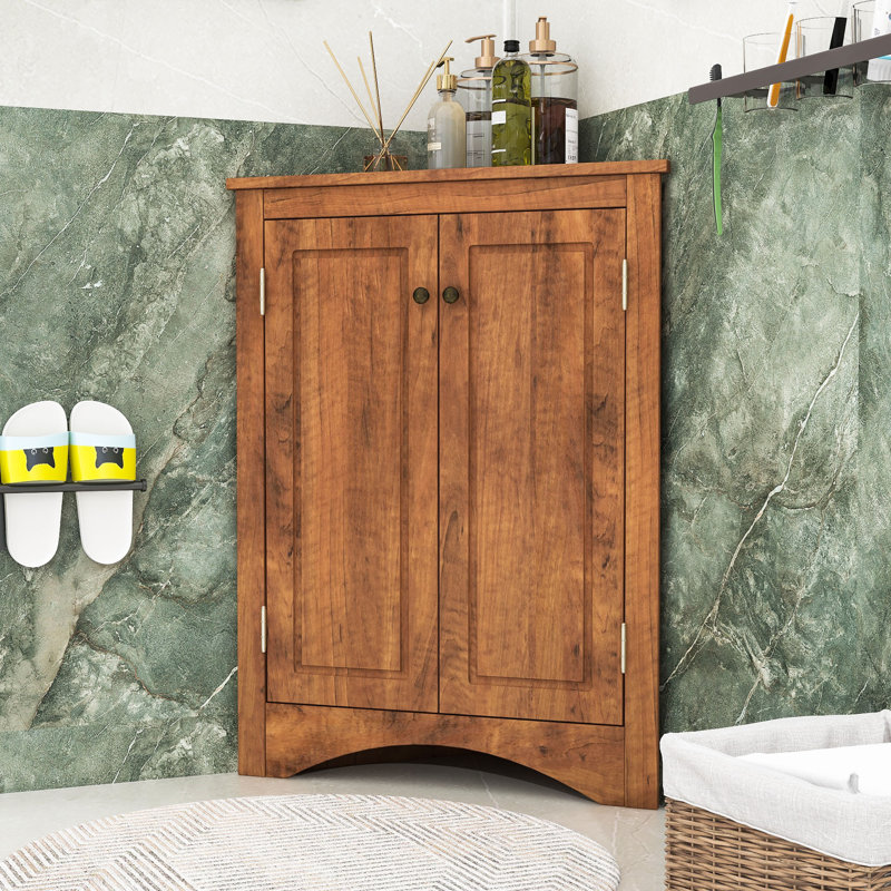 Armoire de rangement pour salle de bain avec tablettes, Brun