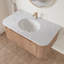 Meuble-lavabo mural 36 po avec comptoir en marbre artificiel Cararra, lavabo en céramique, conception courbée avec rayures, pré-assemblé