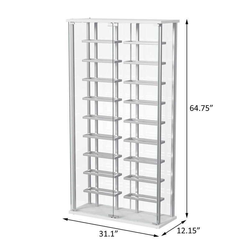 Tempered Glass Wine Storage LED Curio Cabinet Chrome
