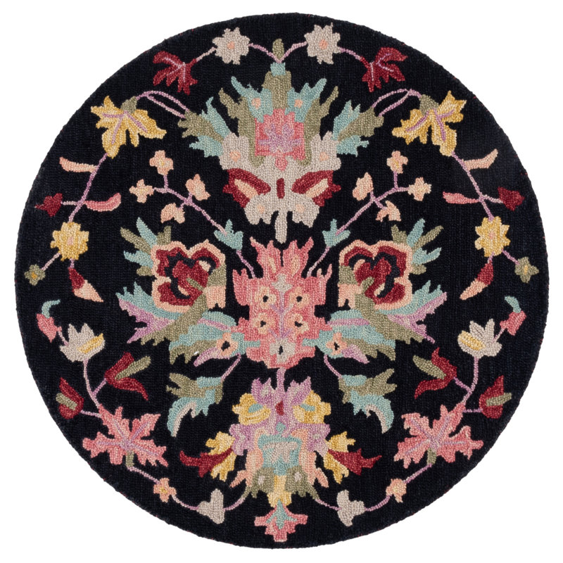 Tapis d'intérieur en laine touffeté à la main Jardin, Rond 4 pi