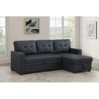Convertible Upholstered Sectional Sofa With Pull-Out Chaise