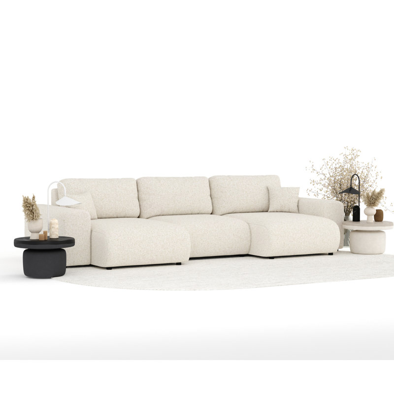 Six-seater panoramic sofa, Cream Boucle