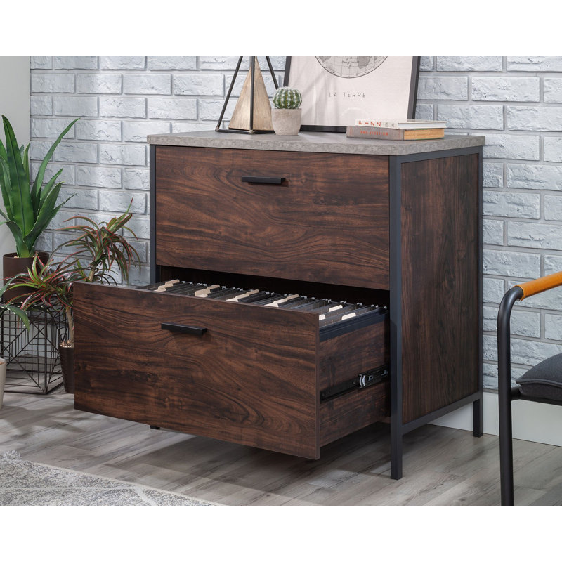 Kahala 2 Drawers Filing Cabinet, Dark Brown