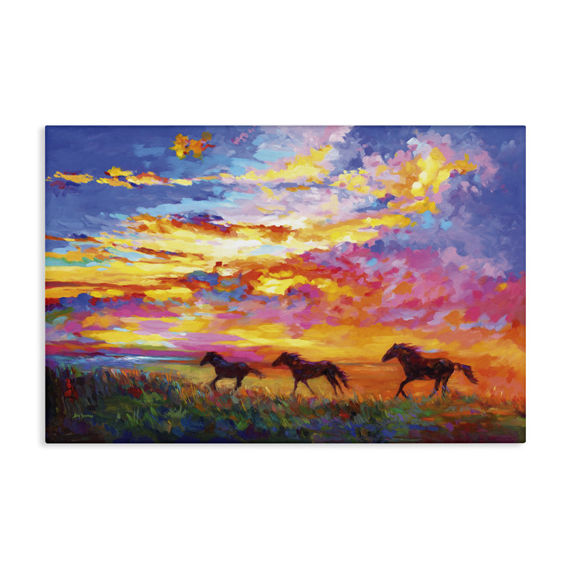 «Wild Horses at Sunset» par Leon Devenice, H 16 po x l 24 po