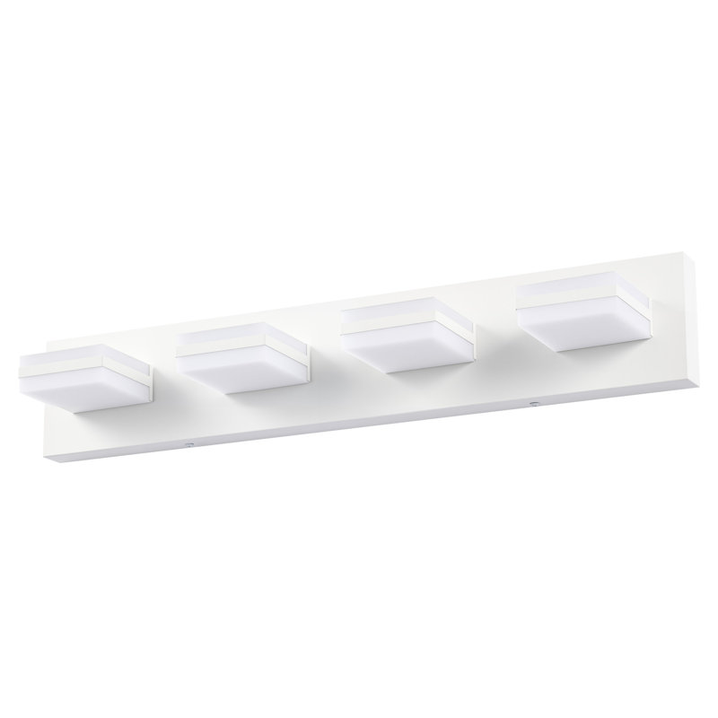 CCT Adjustable Modern LED Vanity Light with Memory Function Rotatable Shades, Matte White, 4