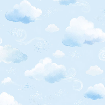 Peel and Stick Wallpaper Soft Blue Sky White Fluffy Clouds Minimalist Wall Mural 23.6"W x 118"H Self Adhesive Removable Wall Paper Renter Friendly Wallpaper for Nursery Bedroom Cabinets