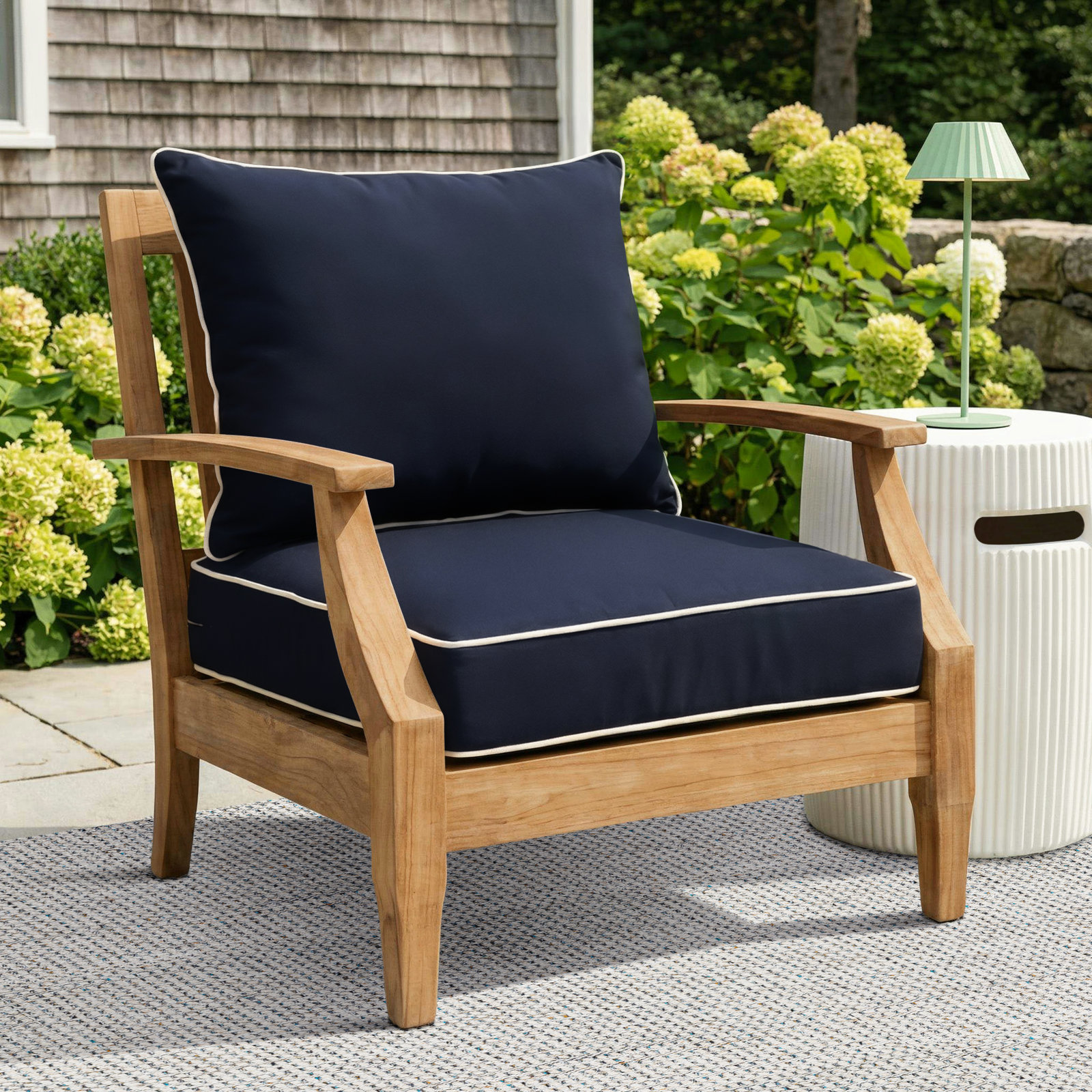 Warrick Sunbrella Outdoor Lounge Chair, Canvas Navy Sunbrella® Canvas, 25" W x 25" D