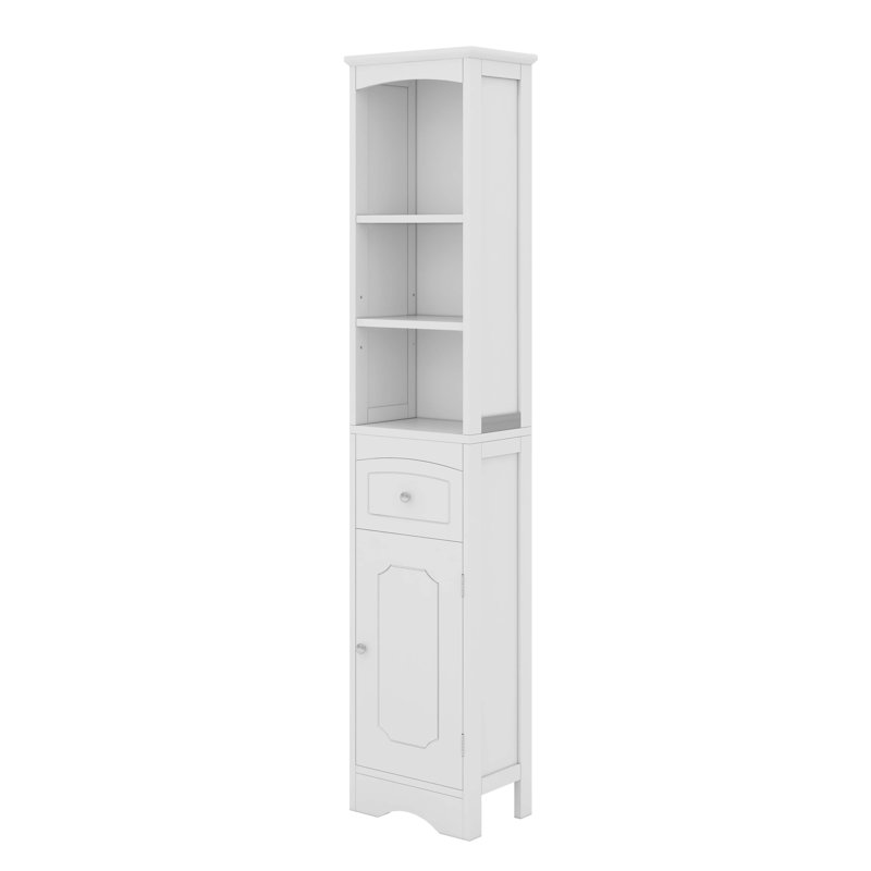 Armoire de rangement autoportante avec tiroir et tablette réglable, Blanc