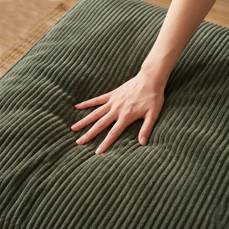 Repose-pieds 40 po carré en velours côtelé à compression pour canapé modulaire, Vert