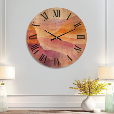 Très grande horloge murale silencieuse en bois Canyon
