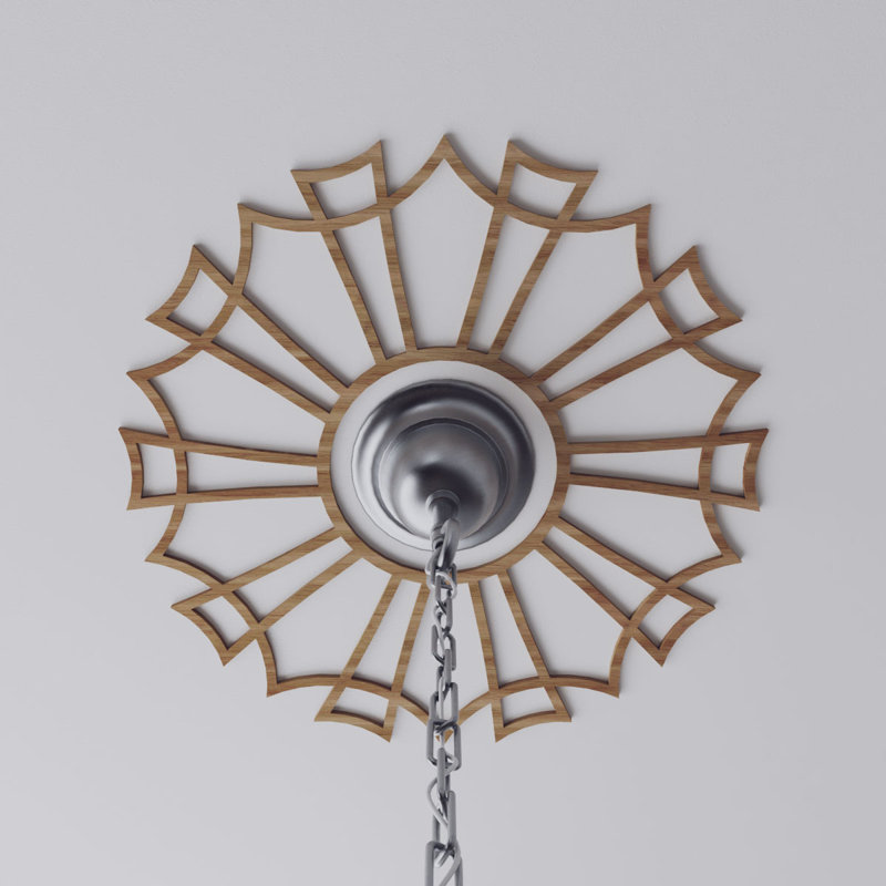 Médaillon de plafond en bois Augustus, Noyer, H 40 po x l 40 po x P 0,25 po