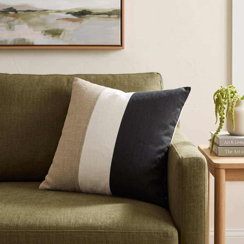 Hegg Striped Linen Reversible Throw Pillow, 20" H x 20" W, Down