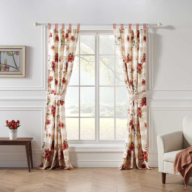 Red Tab Top Blackout Polyester Window Panel Pair