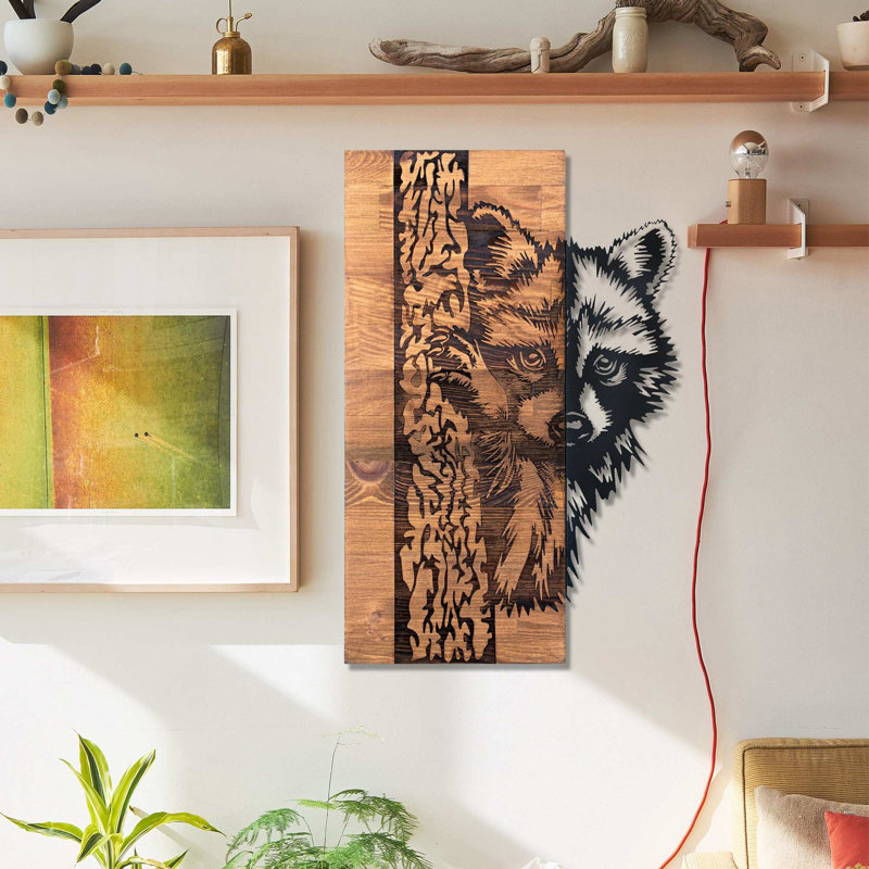 Élégant accessoire mural décoratif en bois, noir et noyer, 14,6 po x 22,6 po | Cadre 100% métal (épaisseur: 0,05 po) et envers 100% bois (épaisseur: 1,2 po) | Parfait pour la décoration intérieure et les accents élégants