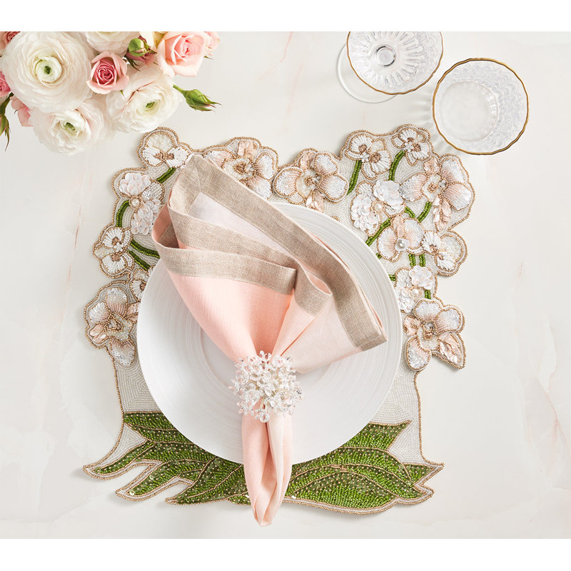 Dip Dye Linen Napkin, Blush/Gold