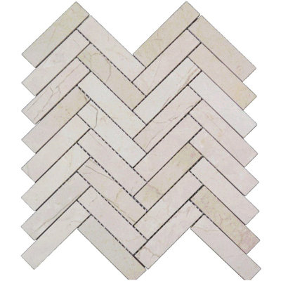 1 in. x 4 in. Herringbone Polished Marble Tile