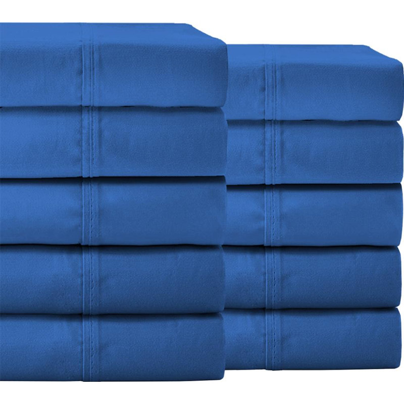 Microfiber Sheet Set, Medium Blue, Twin Sheet Set + 10 Fitted Sheet + 10 Pillowcases