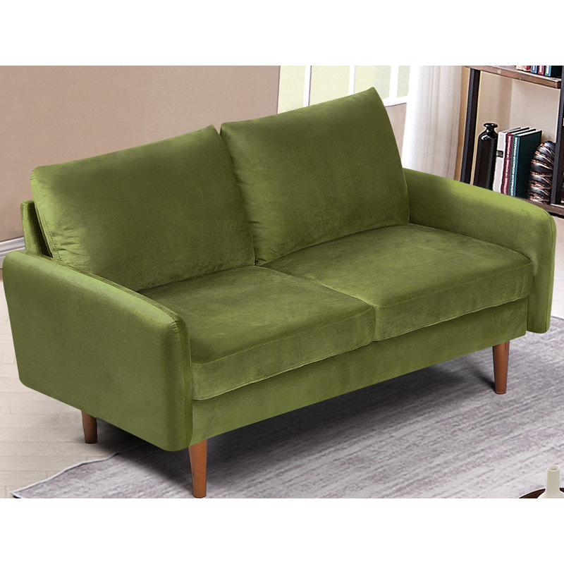 Caillier 58.32'' Velvet Loveseat, Olive Green Velvet