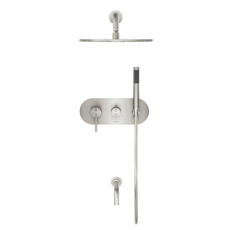 Angelsey Pressure Balance Tub and Shower Faucet with 12-Inch Shower Head, Hand Shower and Tub Spout (Valve Included)