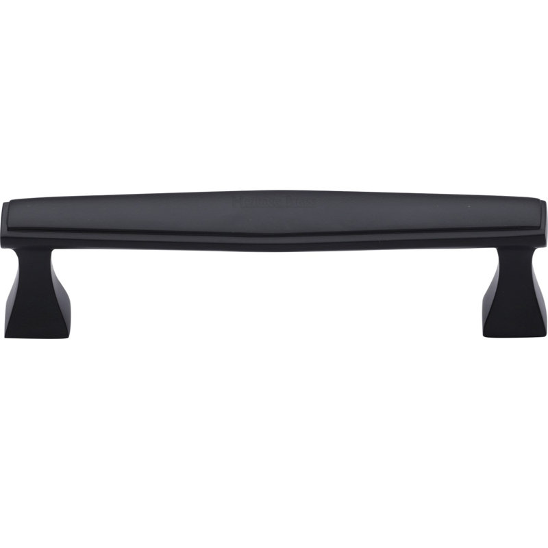 Heritage Brass Heritage Cabinet Pull Deco Design, 12.8cm H x 2.5cm W x 3.5cm D, Black Matt