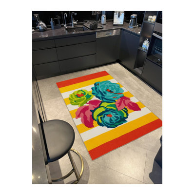 Tapis tissé à motif floral moderne