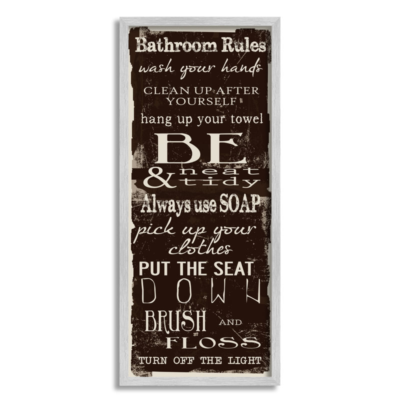 Salle de bain règles chocolat blanc, L 13 po x H 30 po, Estampe numérique Farmhouse